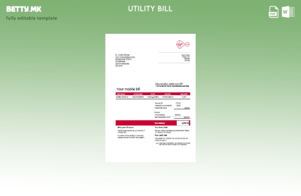 модерен стил USA Virgin Media за комунални сметки за верзија на шаблон